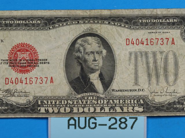 Lot 108-287 - 1928 F SERIES $2 BILL U.S TWO DOLLARS RED SEAL