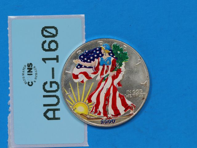 Lot 108-160 - 2000 1oz SILVER AMERICAN EAGLE U.S COLORIZED COIN ONE OUNCE SILVER