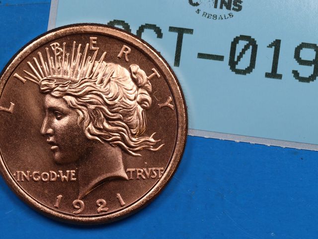 Lot 108-019 - 1oz COPPER ROUND .999 PEACE DOLLAR FINE COPPER ONE AVDP OUNCE