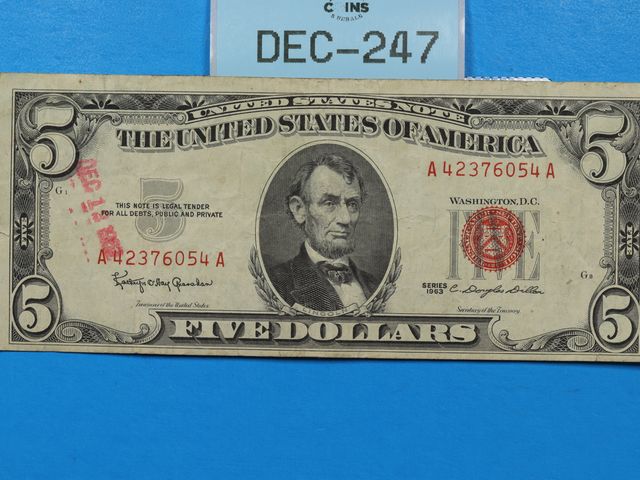 Blue Water Coins & Resale - Lot 108-247 - 1963 $5 FIVE DOLLAR TREASURY ...