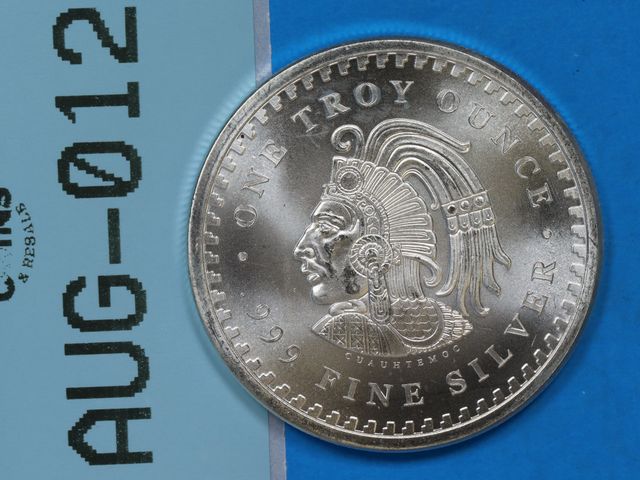 Lot 108-012 - 1oz SILVER ROUND AZTEC CALENDAR ONE TROY OUNCE FINE 999 SILVER