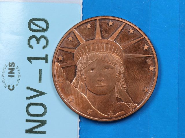 Lot 108-130 - 1oz 999 COPPER ROUND STATUE OF LIBERTY TONED BULLION ROUND