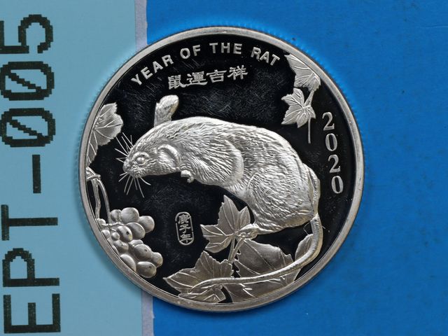 Lot 108-005 - 1oz SILVER ROUND 2020 YEAR OF THE RAT ONE OUNCE SILVER .999 FINE SILVER 1 TROY OUNCE LUNAR SIERIES