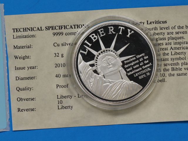 Lot 108-097 - STATUE OF LIBERTY COIN LEVITICUS PROOF WORDS OF INSPIRATION COMMEMORITVE COIN