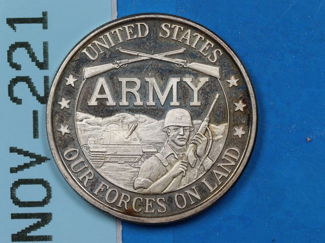 Lot 108-221 - 1OZ 999 SILVER BULLION ROUND UNITED STATES ARMY OUR FORCES ON LAND DESIGN