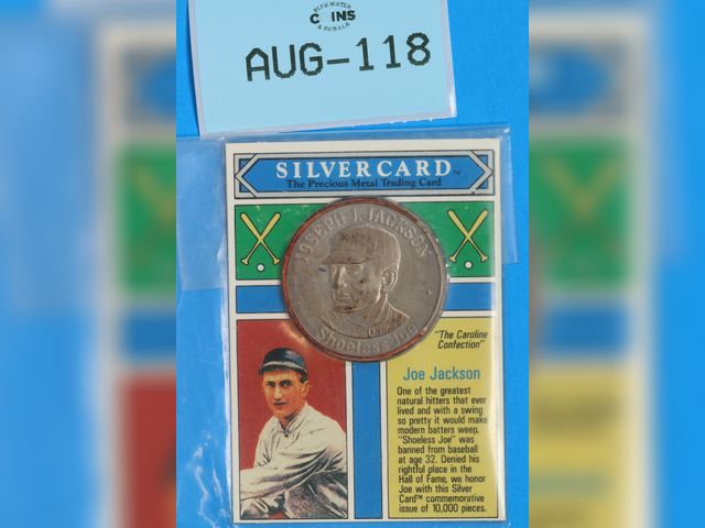 Lot 108-118 - 1oz SILVER BASEBALL CARD PLAYER JOE JACKSON PREVIOUS METAL TRADING CARD LIMITED EDITION 1993 "SHOELE...