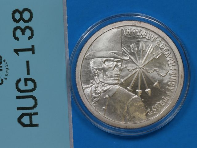 Lot 108-138 - 1oz SILVER DEBT &amp; DEATH SILVER BULLET SILVER SHIELD ARROWS SKELETON FREEDOM GIRL SILVER ONE OUNC...