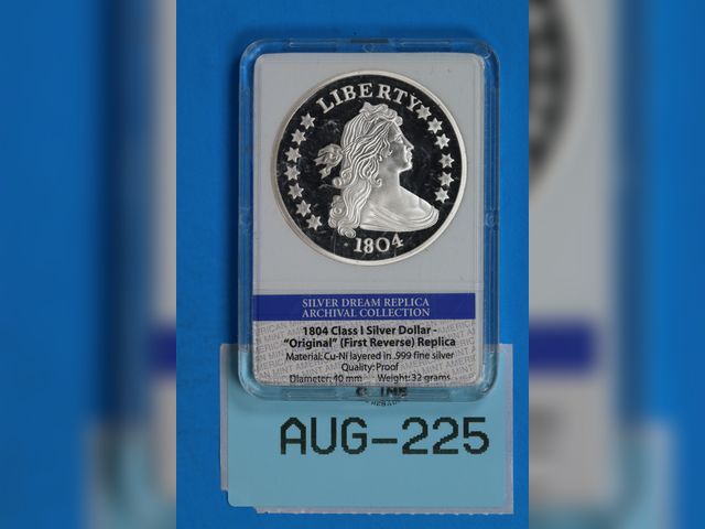 Lot 108-225 - 1804 CLASS 1 SILVER DOLLAR-"ORGINAL"(FIRST REVERSE) REPLICA PROOF U.S. AMERICAN MINT LIMITED EDITION...