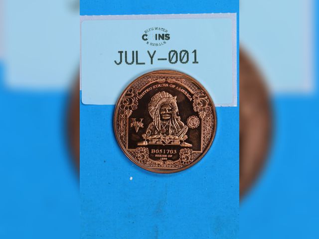 Lot 108-001 - SERIES 1895 V CHIEF 1oz COPPER ROUND BILL DESIGN ARTBARMINT