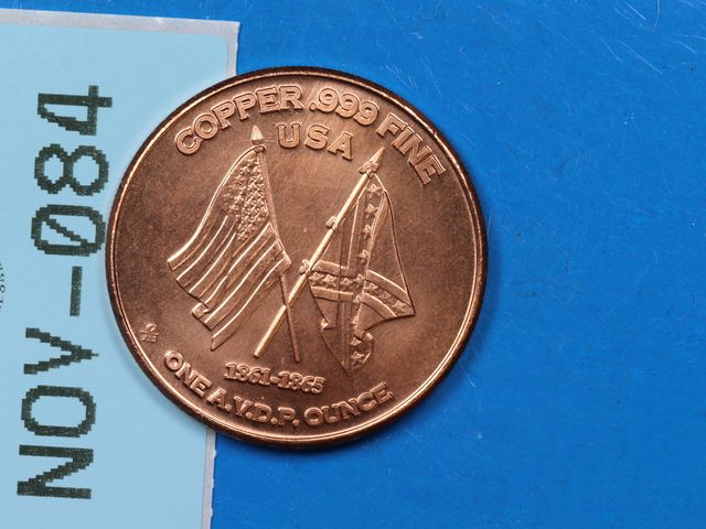 Lot 108-084 - 1oz 999 COPPER ROUND USA REBEL FLAG DESIGN 1861-1865 DATED BULLION ROUND