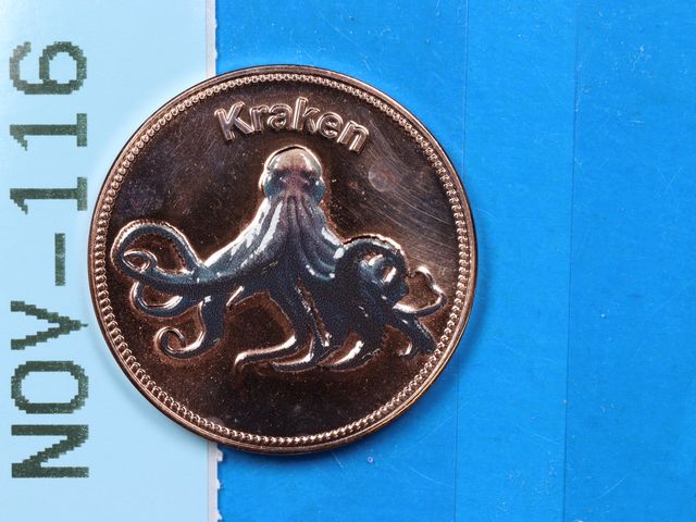 Lot 108-116 - 1oz 999 COPPER COLORIZED BULLION ROUND KRAKEN OCTOPUS LIMITED EDITION
