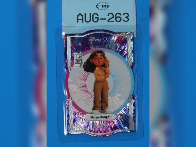 Lot 108-263 - 1 SILVER GRAIN ON PRIYA MANGAL TURNING RED CARD 999 FINE SILVER DISNEY