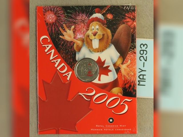 Lot 108-293 - 2005 CANADA BEAVER 25 CENTS COLORIZED SEALED IN OGP