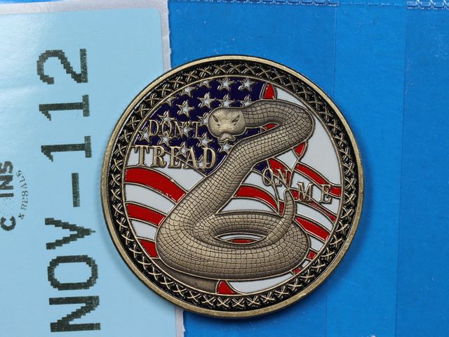 Lot 108-112 - COLORIZED DON'T TREAD ON ME SNAKE TOKEN FLAG DESIGN