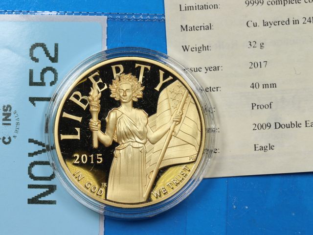 Lot 108-152 - 2015 DATED LIBERTY PROOF DOUBLE EAGLE MEDAL TOKEN