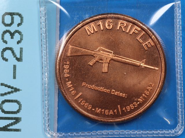 Lot 108-239 - 1oz 999 COPPER BULLION ROUND M16 RIFLE DESIGN