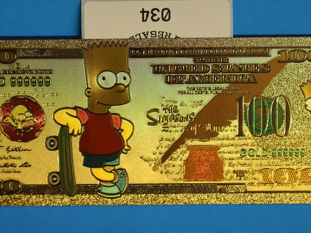 Lot 108-034 - BART SIMPSON GOLD FOIL NOTE THE SIMPSONS