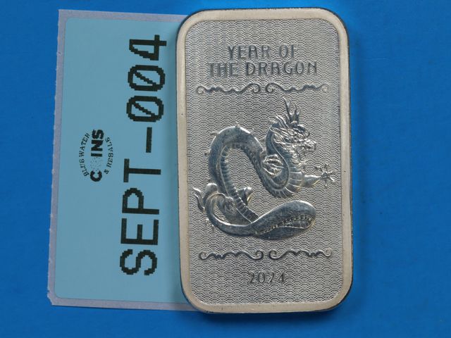 Lot 108-004 - 5oz SILVER BAR YEAR OF THE DRAGON 2024 FIVE OUNCE SILVER BAR LUNAR SERIES