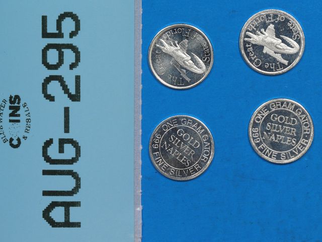 Lot 108-295 - (4) 1 GRAM SILVER 999 FINE SILVER ONE GRAM GATOR STATE OF FLORIDA SILVER