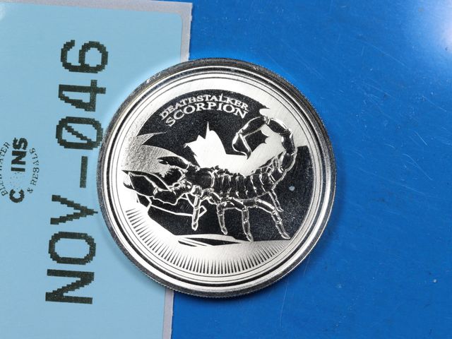 Lot 108-46 - 1oz 999 SILVER DEATHSTRIKER SCORPION 2017 CHAD 500 FRANCS SILVER BULLION COIN