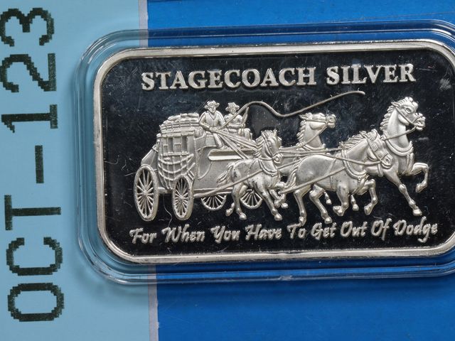 Lot 108-123 - 1oz SILVER STAGECOACH SILVER ONE OUNCE FINE SILVER 999 SILVER