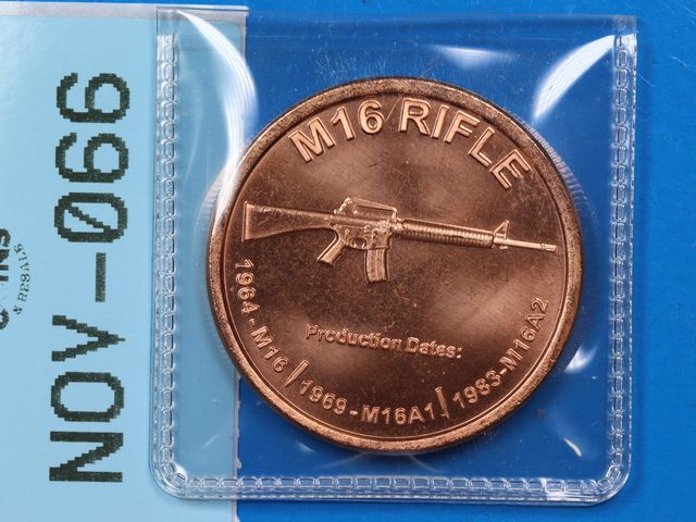 Lot 108-066 - 1oz 999 COPPER ROUND M16 RIFLE DESIGN BULLION ROUND