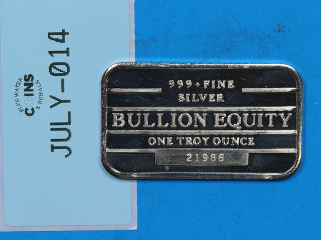 Lot 108-014 - 1oz 999 FINE SILVER BULLION EQUITY SERIAL NUMBER BAR