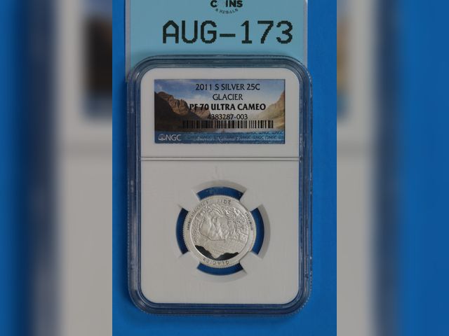 Lot 108-173 - 2011-S SILVER 25C WASHINGTON GLACIER PARK NATIONAL PARKS NGC PF70 ULTRA CAMEO PROOF IN GRADED SLAB S...