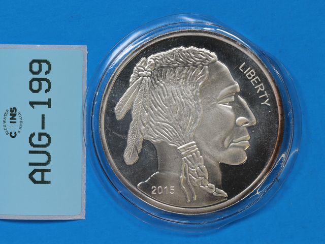 Lot 108-199 - 5oz SILVER BUFFALO INDIAN HEAD .999 FINE SILVER LARGE FIVE OUNCE SILVER 2015 LIBERTY MINT