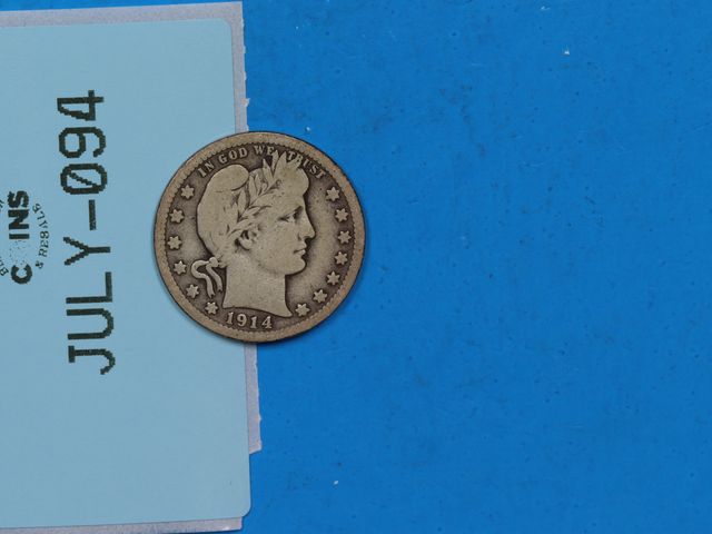 Lot 108-094 - 1914-D 25c BARBER SILVER QUARTER DOLLAR US TYPE COIN