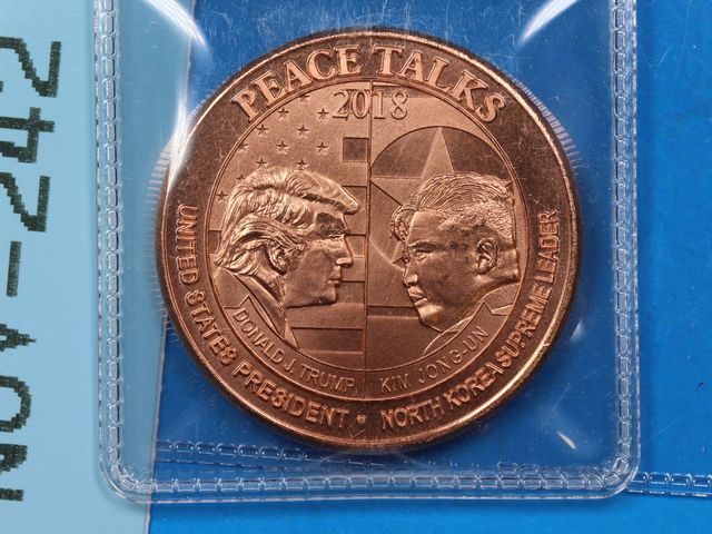 Lot 108-242 - 1oz 999 COPPER BULLION ROUND 2018 DATED TRUMP KIM JONG-UN