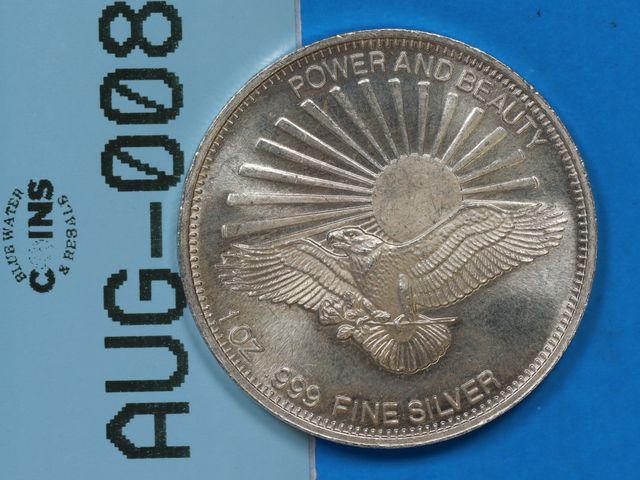 Lot 108-008 - 1oz SILVER ROUND POWER AND BEAUTY ONE OUNCE FINE SILVER 999