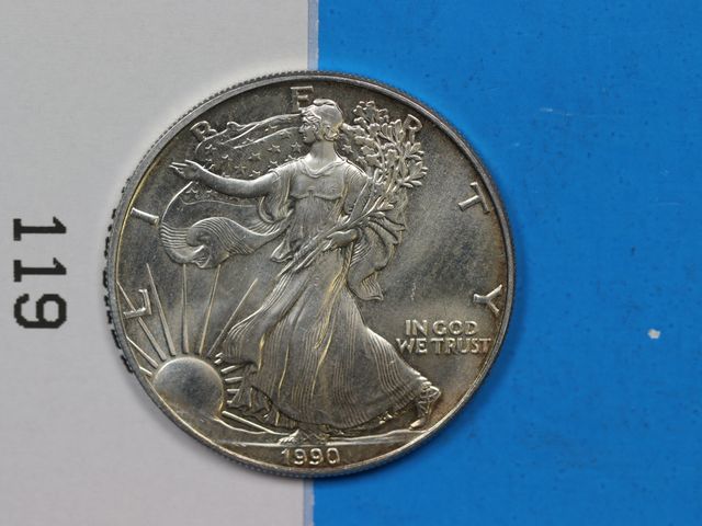 Lot 108-119 - 1990 AMERICAN SILVER EAGLE 1oz 999 FINE SILVER BULLION LLIGHT TONING