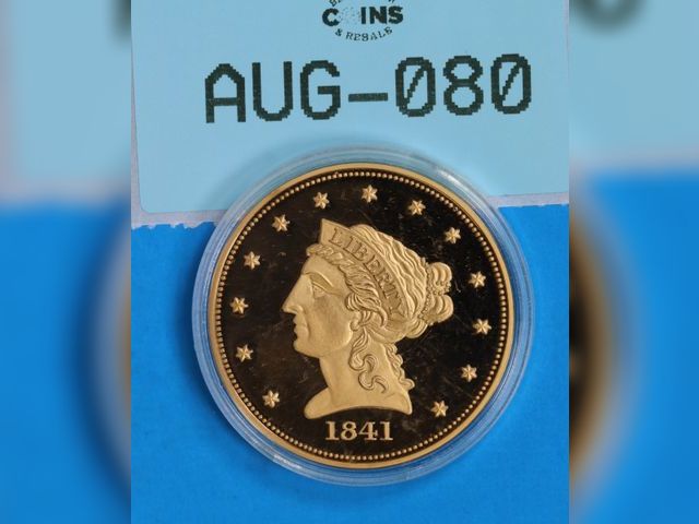 Lot 108-080 - 1841-D REPLICA 2 1/2 LIBERTY HEAD DOUBLE EAGLE GOLD LAYERED COIN PROOF COPY