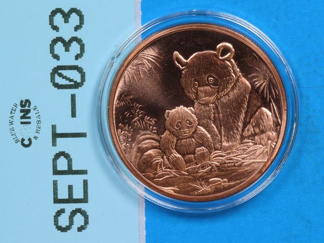Lot 108-033 - 1oz COPPER ROUND .999 PANDA AND BABY FINE COPPER ONE AVDP OUNCE