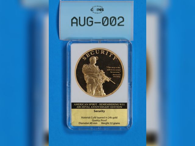 Lot 108-002 - AMERICAN SPRIRIT REMEMBERING 9/11 ARCHIVAL ANNIVERSARY EDITION SECURITY LAYERED IN 24K GOLD PROOF IN...