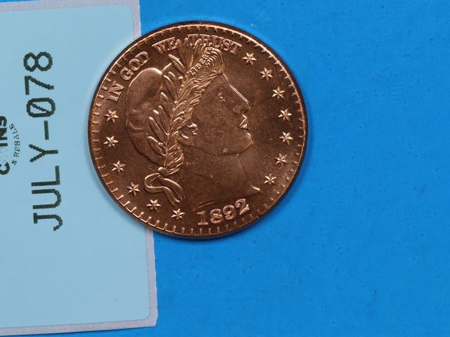 Lot 108-078 - 1oz COPPER BARBER HEAD USA EAGLE COPPER ROUND