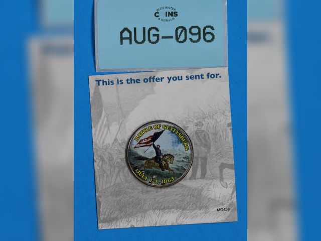 Lot 108-096 - BATTLE OF GETTYSBURG JULY 1-3, 1863, COMMEMORITIVE COIN HALF DOLLAR PAINTED