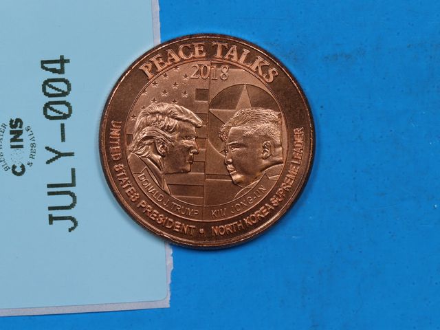 Lot 108-004 - 2018 TRUMP JONG-UN 1oz 999 FINE COPPER ROUND PEACE TALKS