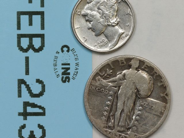 Lot 108-243 - SILVER STANDING LIBERTY QUARTER AND SILVER MERCURY DIME