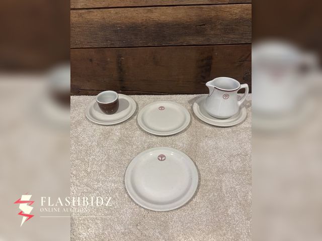 Lot 109-24 - U.S. Army Medical Department Dishware Set – Plates, Custard Cup &amp; Creamer Pitcher