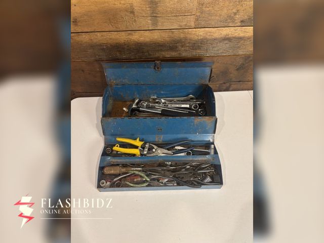 Lot 109-9 - Vintage Metal Toolbox w/ Assorted Hand Tools