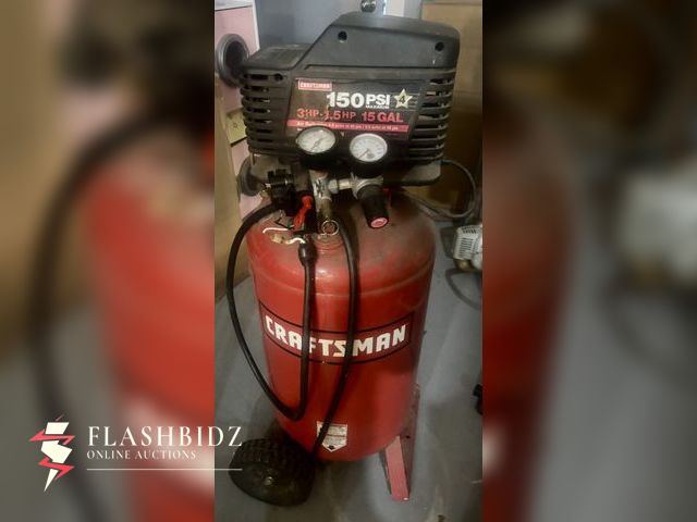 Lot 109-81 - Craftsman 15-Gallon Air Compressor – 150 PSI, 3HP/1.5HP, Oil-Free