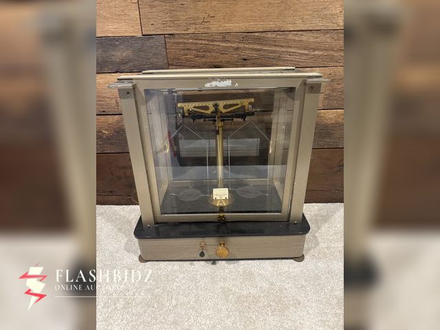 Lot 109-21 - Vintage Precision Analytical Balance Scale in Glass Case – Scientific Instrument