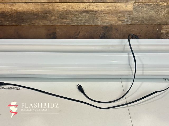 Lot 109-5 - Lot of 2 Hanging Fluorescent Grow Lights with Chains &amp; Power Cords