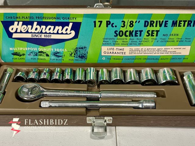 Lot 109-13 - Herbrand 17-Piece 3/8” Drive Metric Socket Set – Vintage Quality Tools