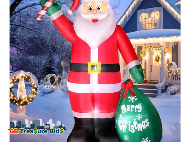 Lot 111-28391 - New 8 FT Christmas Inflatable Santa Claus with Candy and Big Gift Bag Outdoor Decor, Blow Up IP44 We...