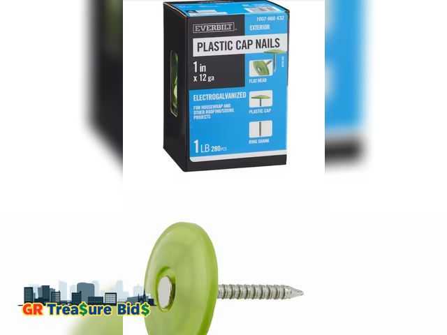 Lot 111-95271 - Everbilt 1 in. x 2D Electro-Galvanized Plastic Cap Non-Collated Roofing