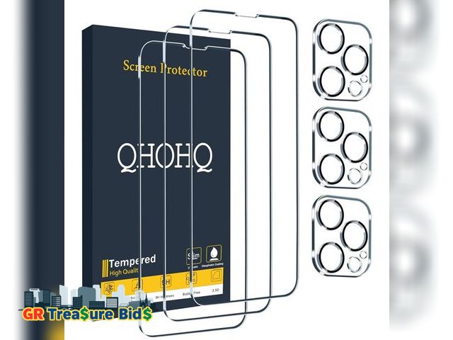 Lot 111-65538 - New QHOHQ 3 Pack Screen Protector for iPhone 13 Pro 6.1 Inch with Camera Lens Protector
Tempered Gla...
