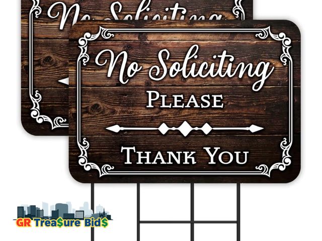 Lot 111-80635 - No Soliciting Sign for House Yard with Metal Stakes, 20x30cm  Reflective Aluminum Sign, Fade